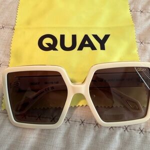 Quay Australia Almost Ready Oversized Sunglasses Color Ivory/Brown